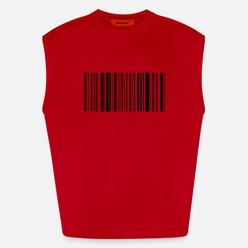 Bar code - Heavyweight Oversized Organic Tank Top Made in EU - red