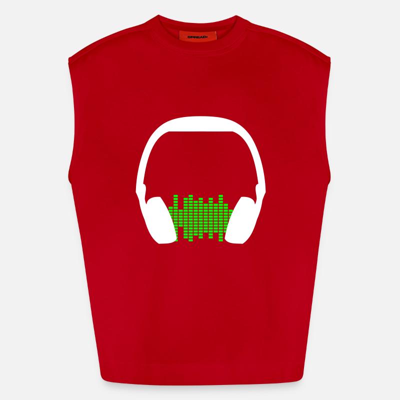 Casque Techno Music Party Equalizer Waves Logo Débardeur bio épais oversize fabriqué en UE