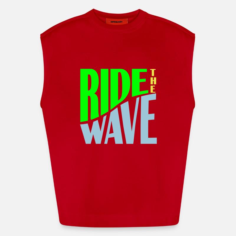 Ride the Wave plotter - Heavyweight Oversized Organic Tank Top Made in EU - red