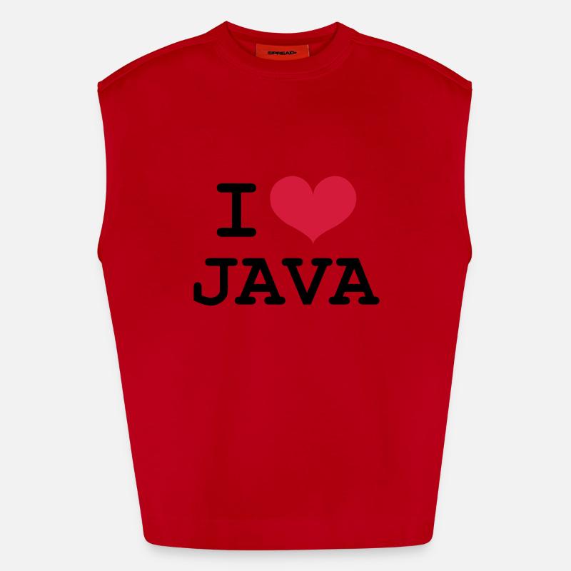 I Love Java - Débardeur bio épais oversize fabriqué en UE - rouge