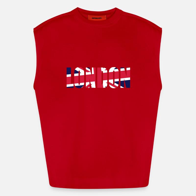 London Union Jack - Heavyweight Oversized Organic Tank Top Made in EU - red