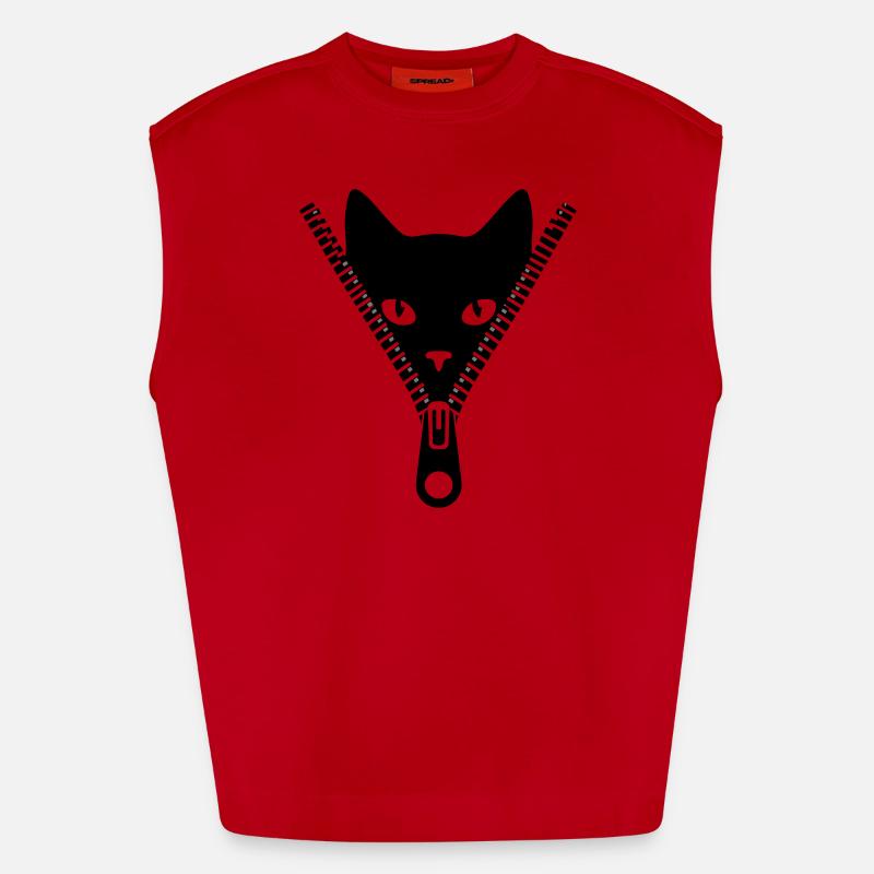 Petit chat caché dans une fermeture éclair Débardeur bio épais oversize fabriqué en UE