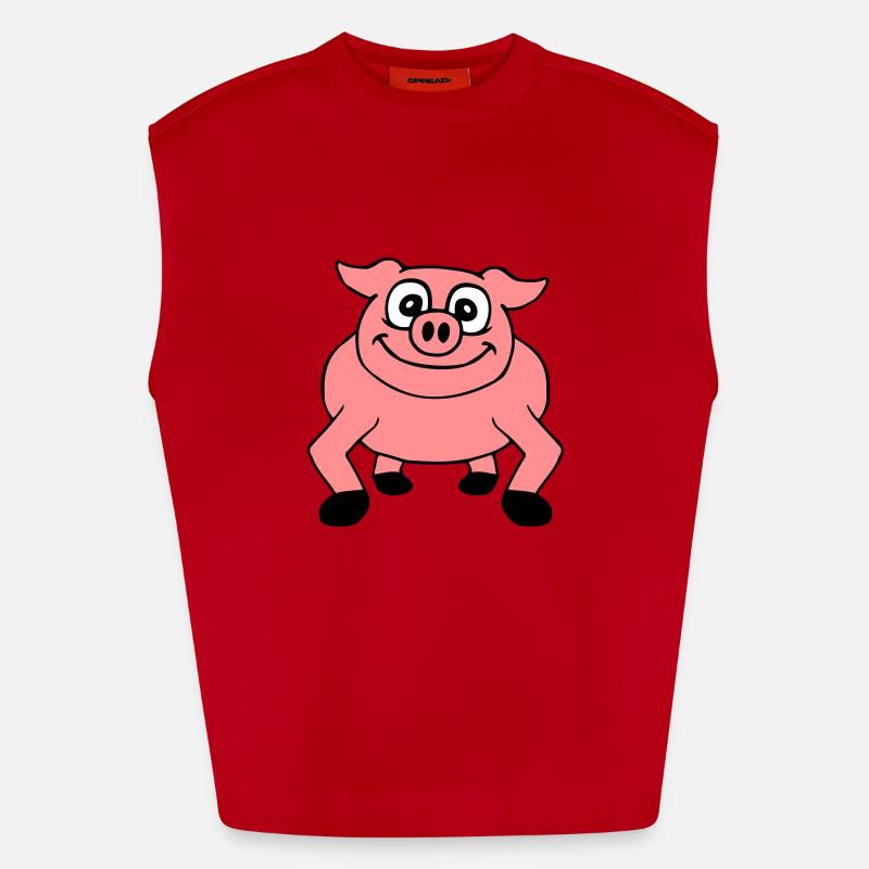 Mignon bande dessinée cochon peeps friendly Débardeur bio épais oversize fabriqué en UE