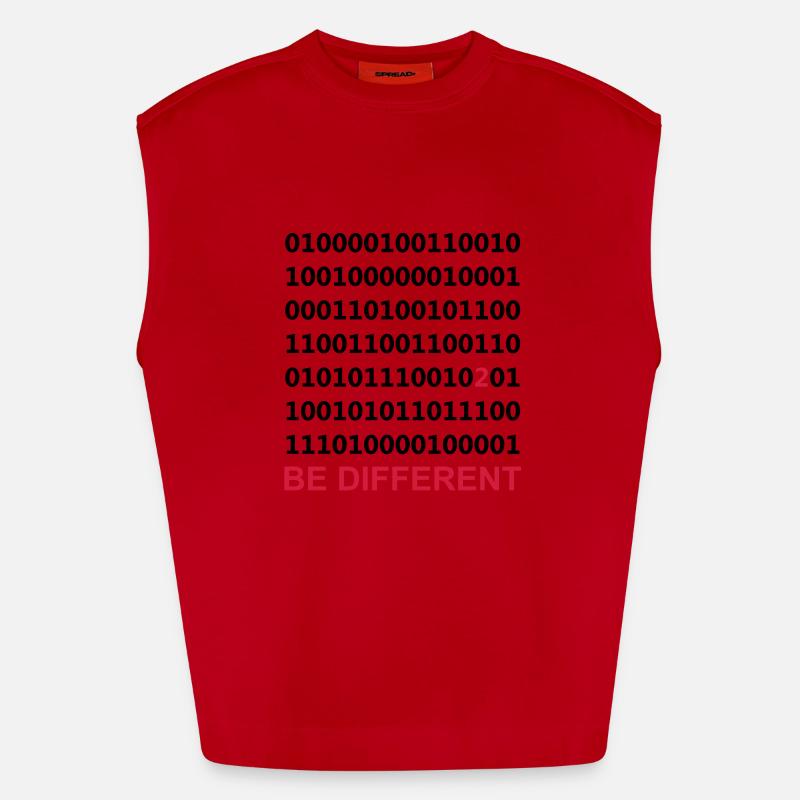 Be Different - Binary - Digital - Heavyweight Oversized Organic Tank Top Made in EU - red
