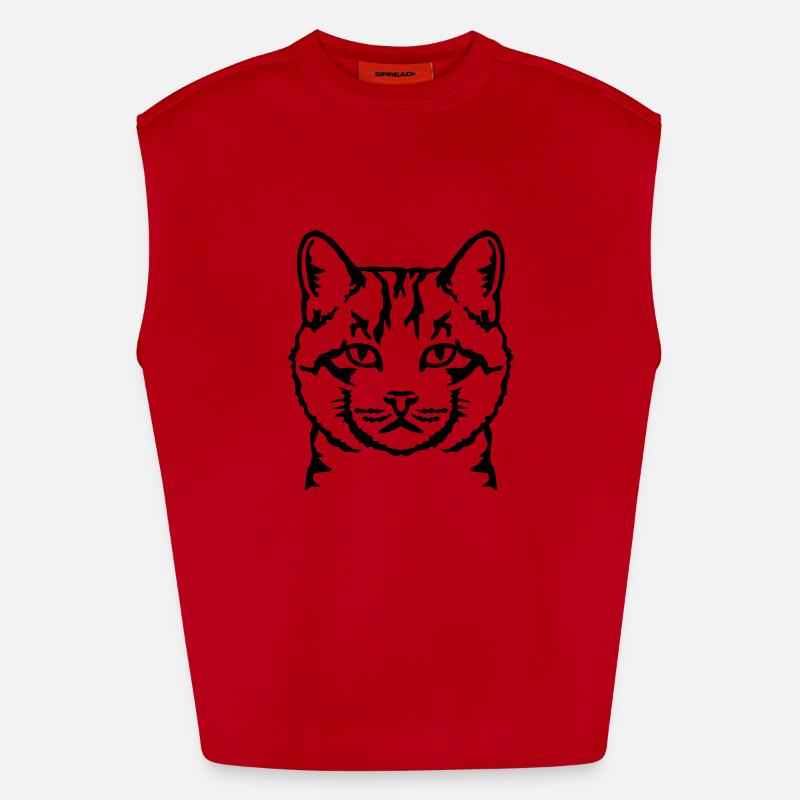 Cat - Heavyweight Oversized Organic Tank Top Made in EU - red