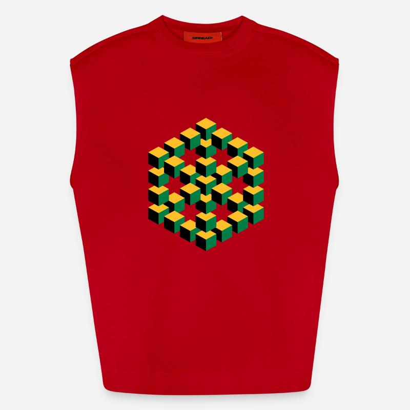 Figure impossible imagination géométrie cube Escher Débardeur bio épais oversize fabriqué en UE