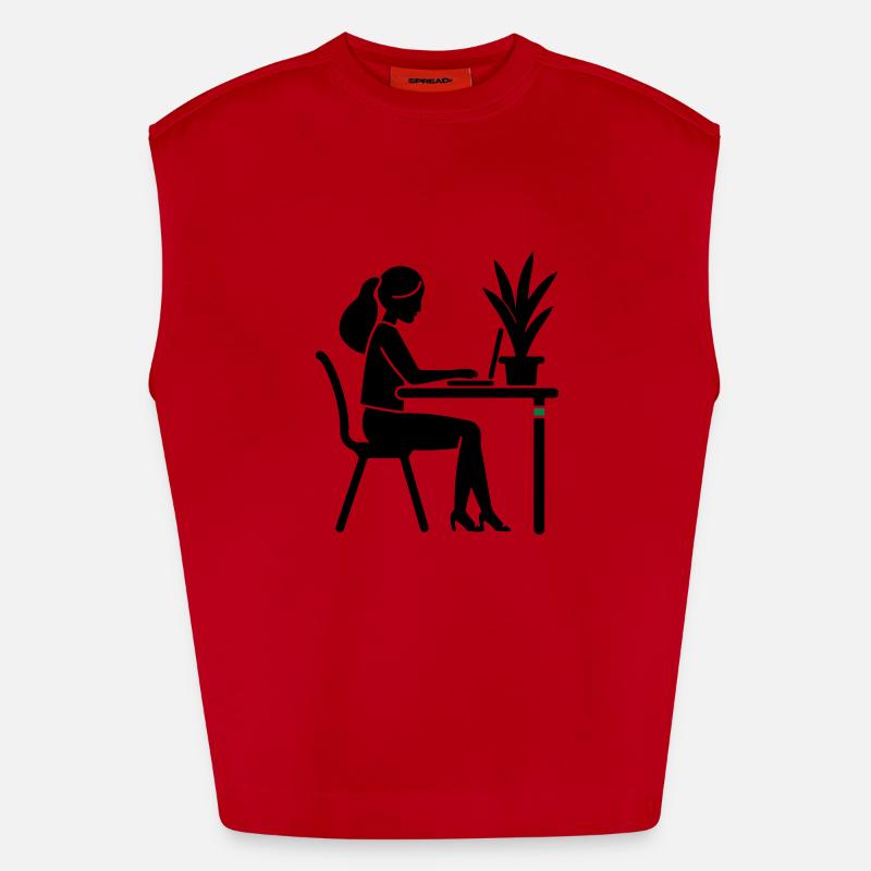 Learning, Studying, Working - Heavyweight Oversized Organic Tank Top Made in EU - red