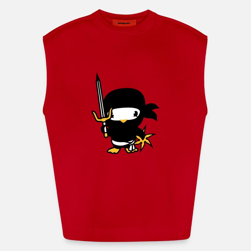 Oiseau Ninja Combattant Assassin Épée Ninja Star Débardeur bio épais oversize fabriqué en UE