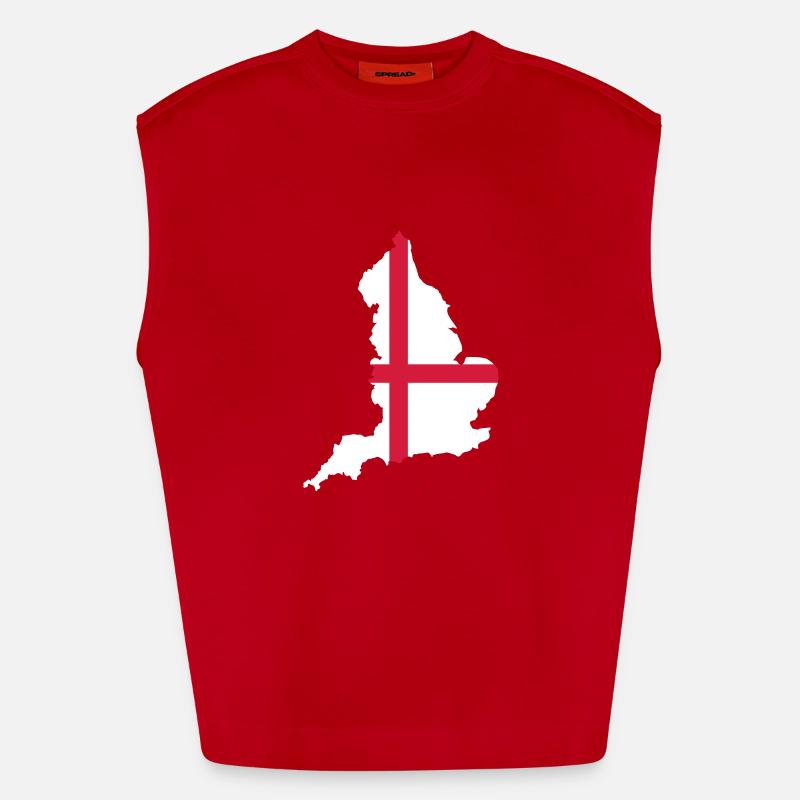 England - Heavyweight Oversized Organic Tank Top Made in EU - red