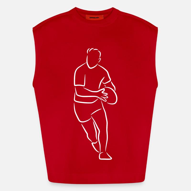 Rugby Drawing - Heavyweight Oversized Organic Tank Top Made in EU - red