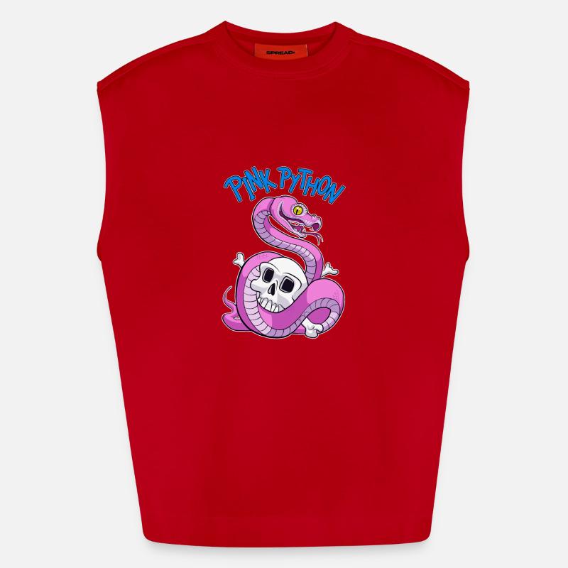 Pink Python (Blue) - Débardeur bio épais oversize fabriqué en UE - rouge