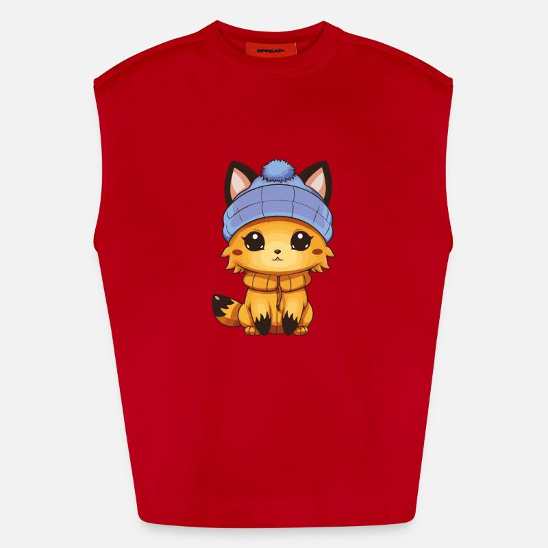 Fox Comic - Heavyweight Oversized Organic Tank Top Made in EU - red