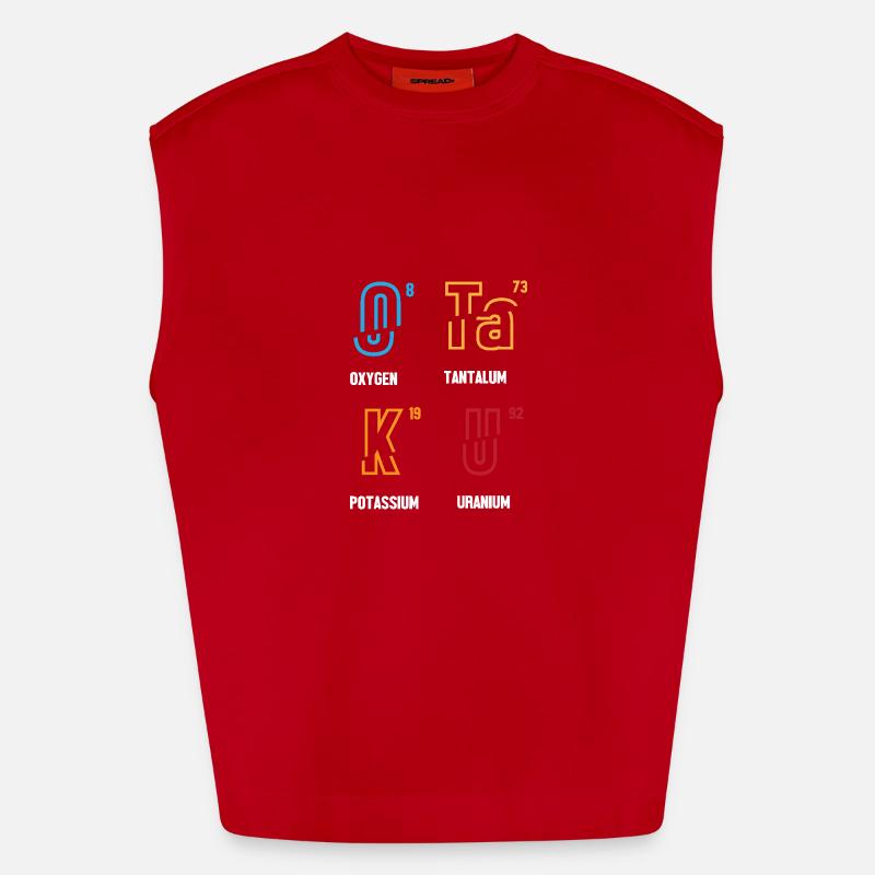 Periodic table - Heavyweight Oversized Organic Tank Top Made in EU - red