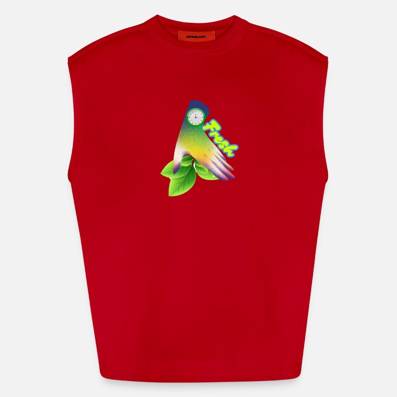 Fresh Gradient Leaf Clock Design Heavyweight Oversized Organic Tank Top Made in EU