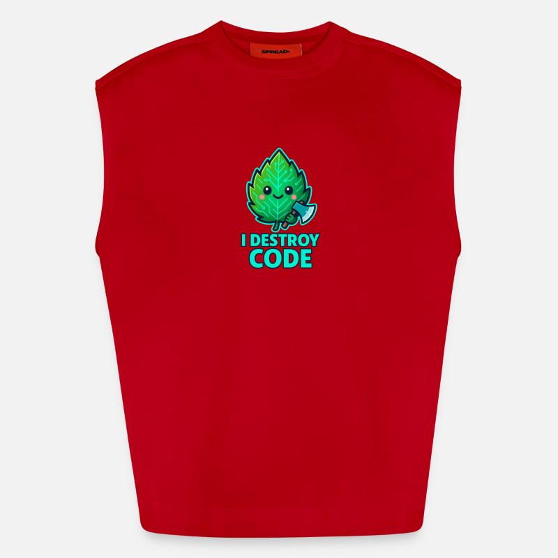 Green Leaf Code Warrior - Heavyweight Oversized Organic Tank Top Made in EU - red