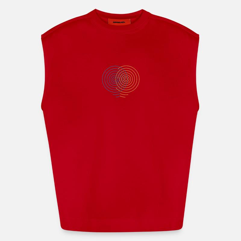 Concentric Interference – Physics Design - Heavyweight Oversized Organic Tank Top Made in EU - red