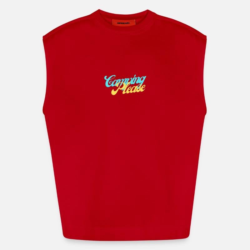 Camping Please Retro Script - Heavyweight Oversized Organic Tank Top Made in EU - red
