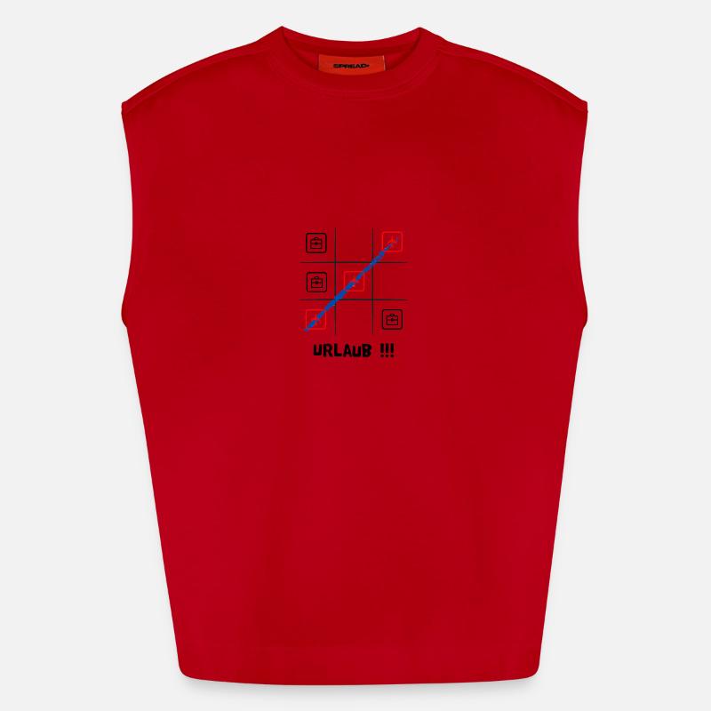 Tik tak to oder Käsekästchen, Urlaub oder Arbeit - Heavyweight Oversized Organic Tank Top Made in EU - Rot
