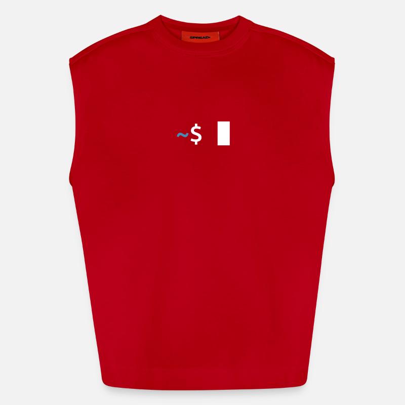 Linux Shell Command - Heavyweight Oversized Organic Tank Top Made in EU - red