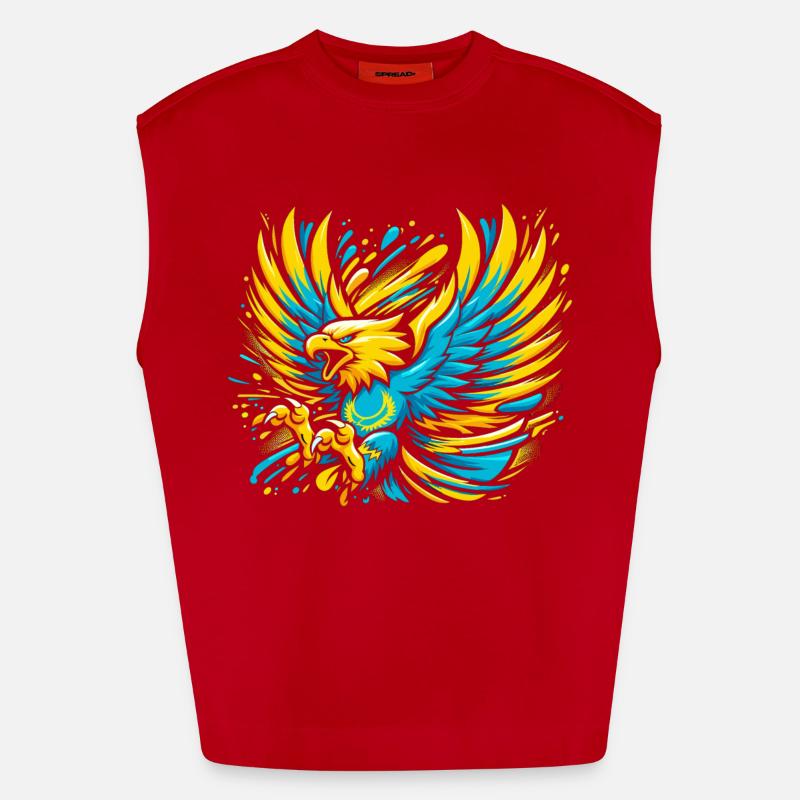 Kazakhstan aigle drapeau drapeau Cool Gift Débardeur bio épais oversize fabriqué en UE