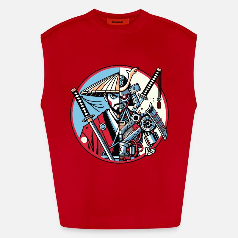 Samurai-Ronin oder Mecha-Shogun - Heavyweight Oversized Organic Tank Top Made in EU - Rot