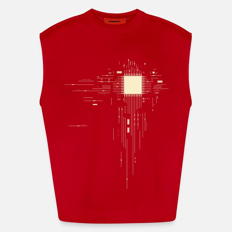 Processor - PCB - Heavyweight Oversized Organic Tank Top Made in EU - red