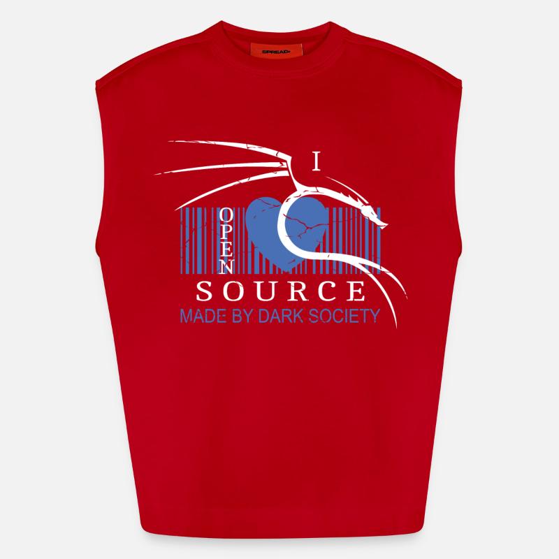 I Love Open Source Software - Heavyweight Oversized Organic Tank Top Made in EU - red