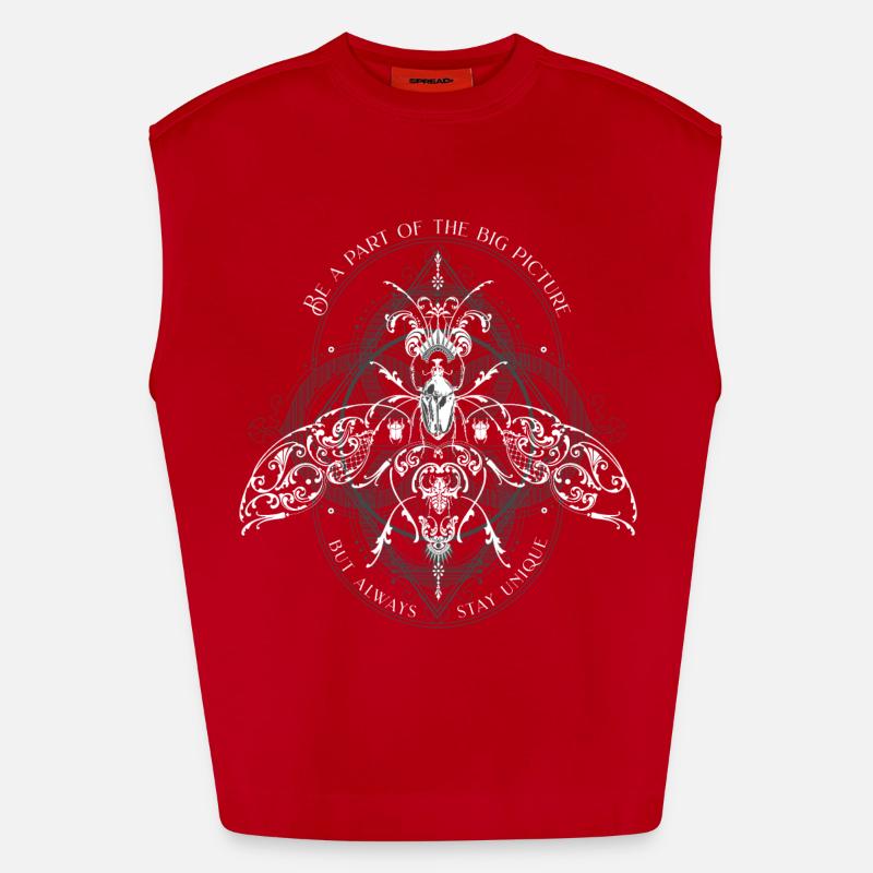 Insects Psychedelic Bug Pattern - Heavyweight Oversized Organic Tank Top Made in EU - red