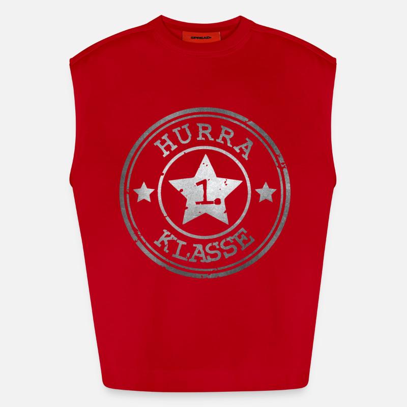 Hurrah 1st Class - Emblem with Star - Silver Heavyweight Oversized Organic Tank Top Made in EU