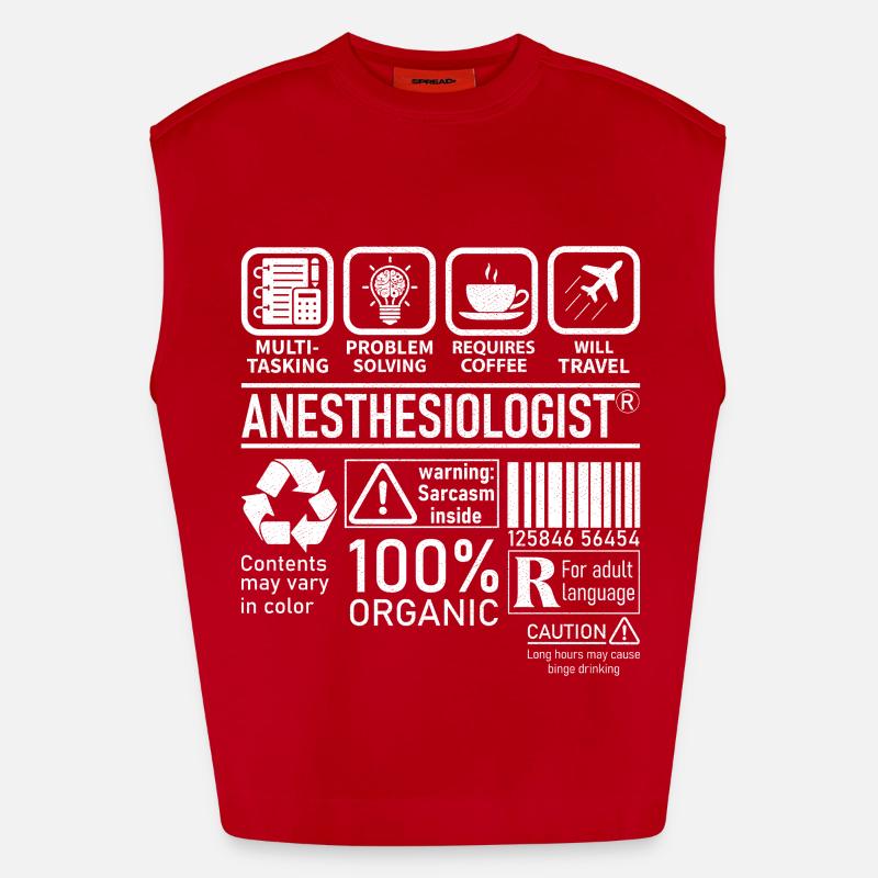 Anestesista multi tasking problem solving - Canotta ecologica oversize Heavyweight Made in UE - rosso