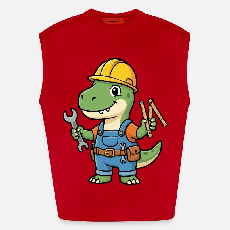 Dino construction worker with tools Heavyweight Oversized Organic Tank Top Made in EU