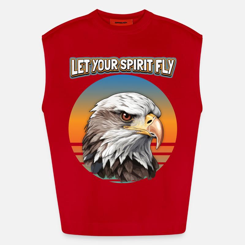 Motif d’aigle, Illustration d’aigle, dicton Débardeur bio épais oversize fabriqué en UE