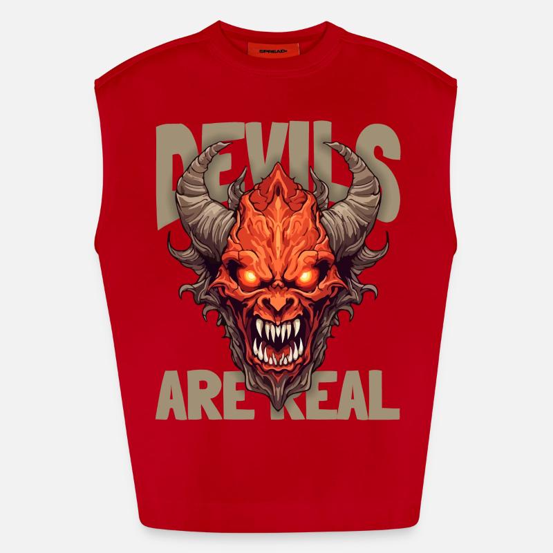 Horror, Devil Devil, Funny Devil Saying Heavyweight Oversized Organic Tank Top Made in EU
