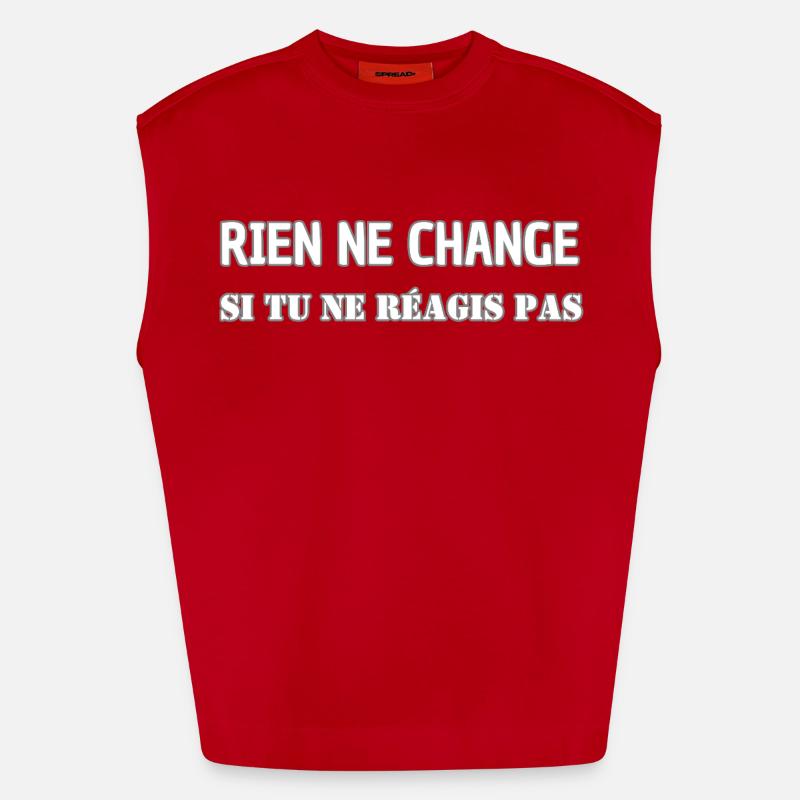 Nothing changes if you don't react - Heavyweight Oversized Organic Tank Top Made in EU - red