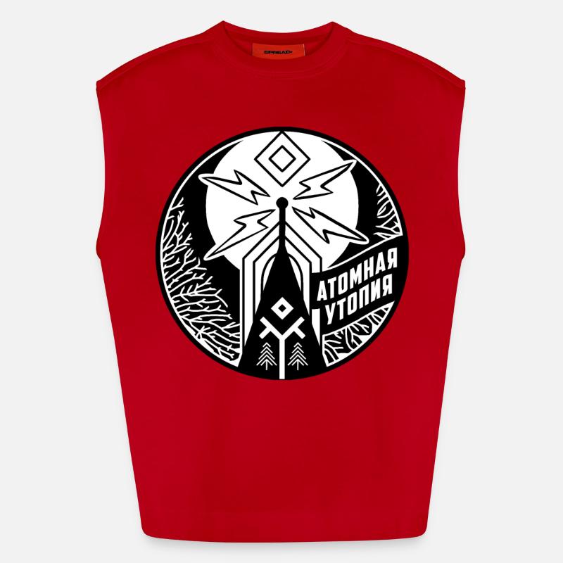 Atomic Utopia - Slavic folklore emblem - B/W Heavyweight Oversized Organic Tank Top Made in EU