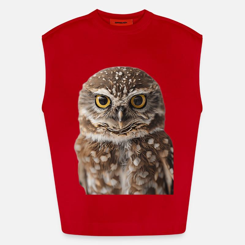 Owl - Heavyweight Oversized Organic Tank Top Made in EU - red