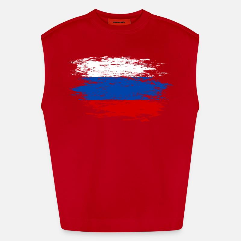 Drapeau russe utilisé Débardeur bio épais oversize fabriqué en UE