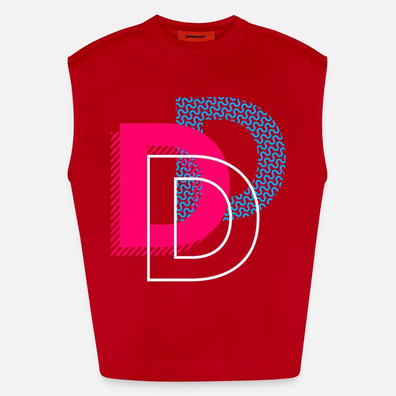 Lettre initiale D Débardeur bio épais oversize fabriqué en UE