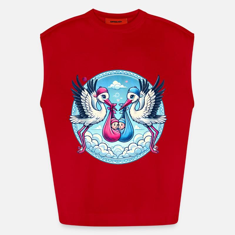 Rosa oder Blauer Storch Baby Bundle Design Heavyweight Oversized Organic Tank Top Made in EU