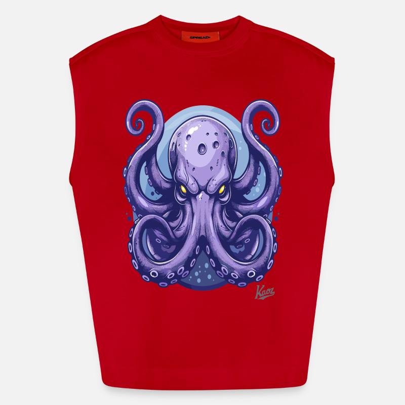 Massive Angry Blue Octopus Octopus Octopus Heavyweight Oversized Organic Tank Top Made in EU