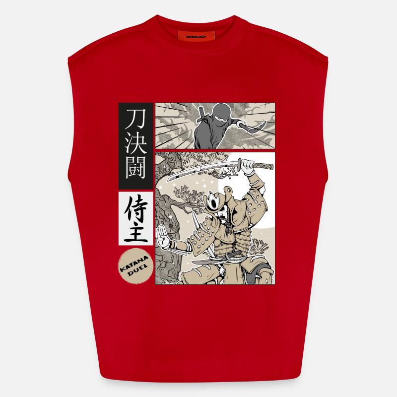 Duello di Katana Samurai contro Ninja Canotta ecologica oversize Heavyweight Made in UE