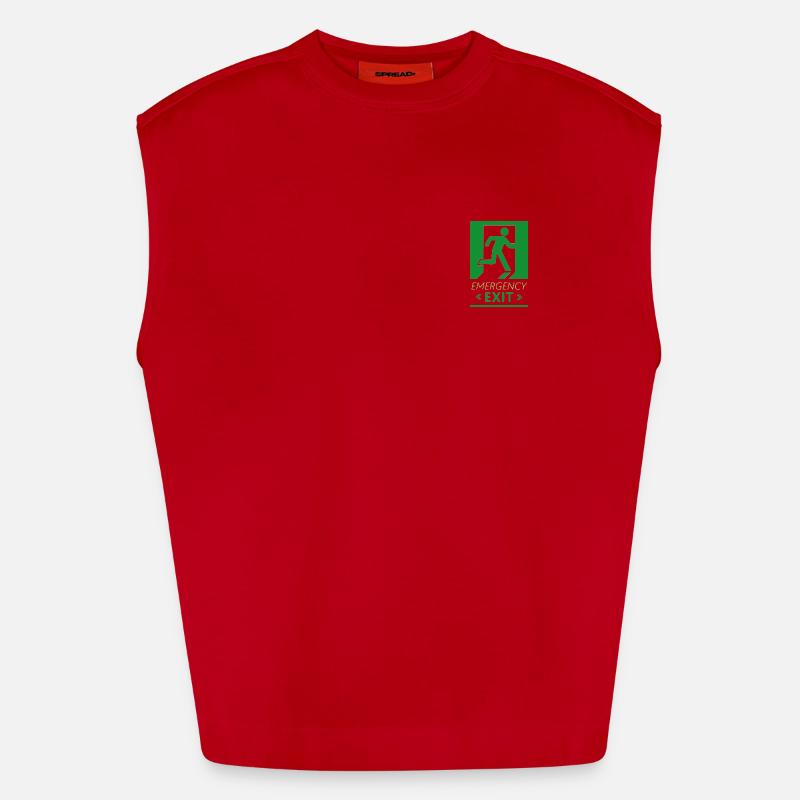 Emergency Exit Basic Green - Heavyweight Oversized Organic Tank Top Made in EU - red