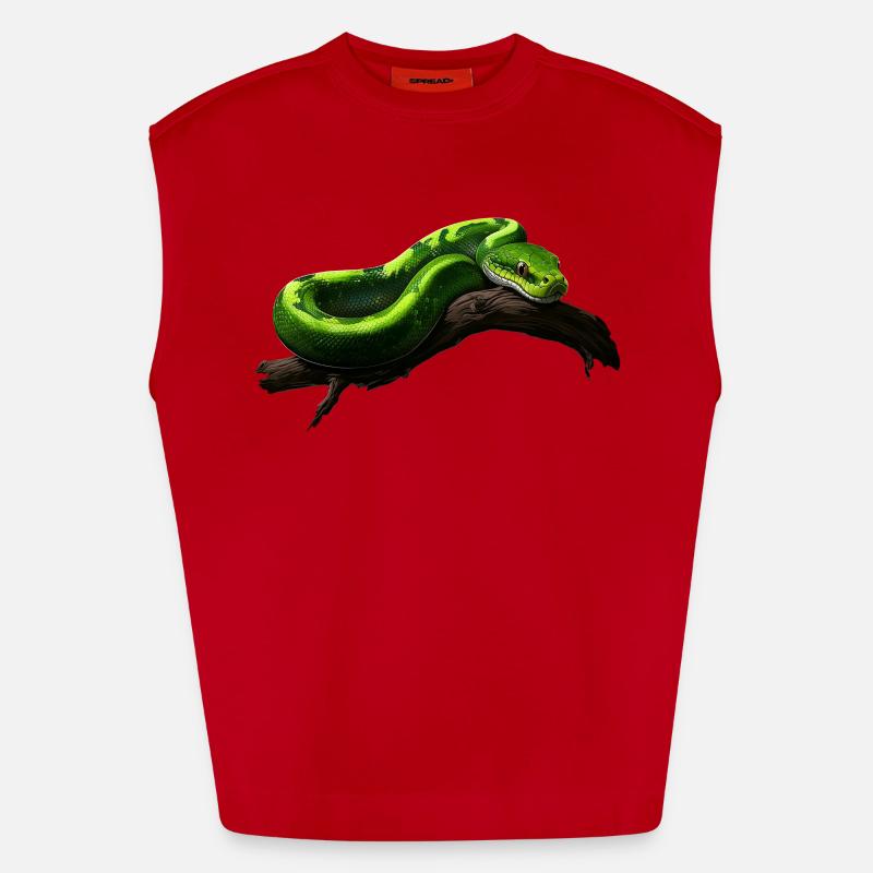 Arbre vert Python Serpents Amoureux Terrarium Débardeur bio épais oversize fabriqué en UE