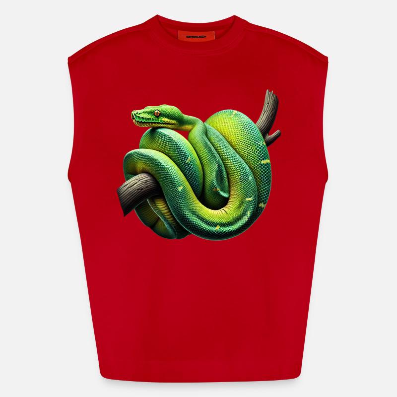 Arbre vert Python Serpents Amoureux Terrarium Débardeur bio épais oversize fabriqué en UE