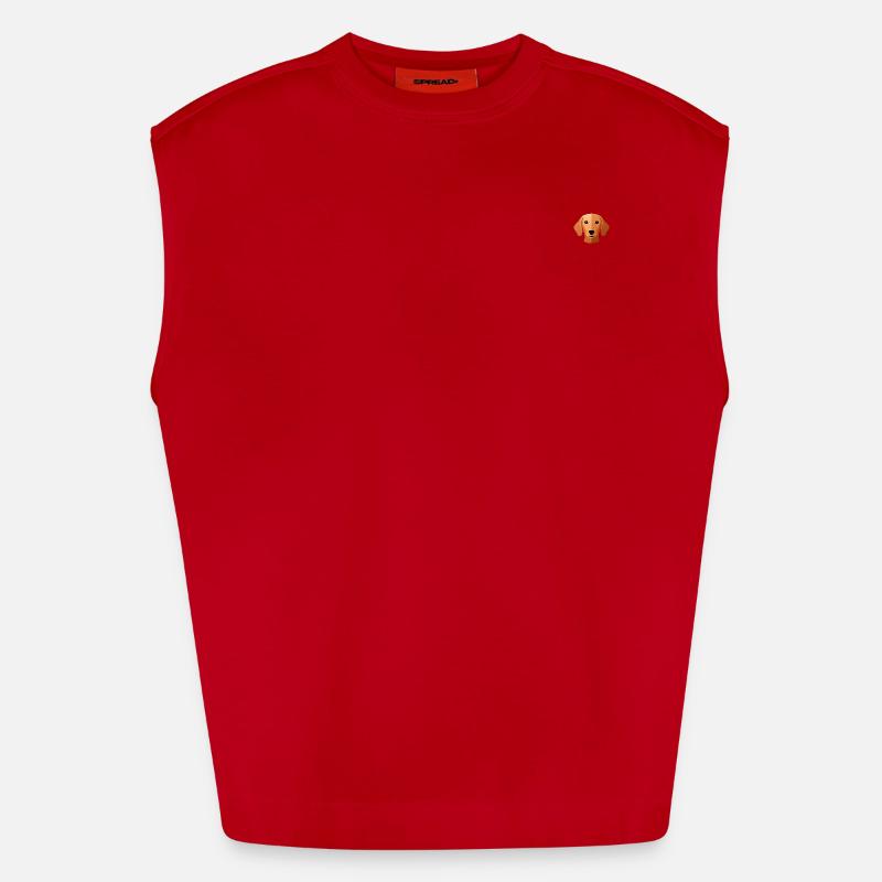 Petite tête de teckel douce caramel Débardeur bio épais oversize fabriqué en UE