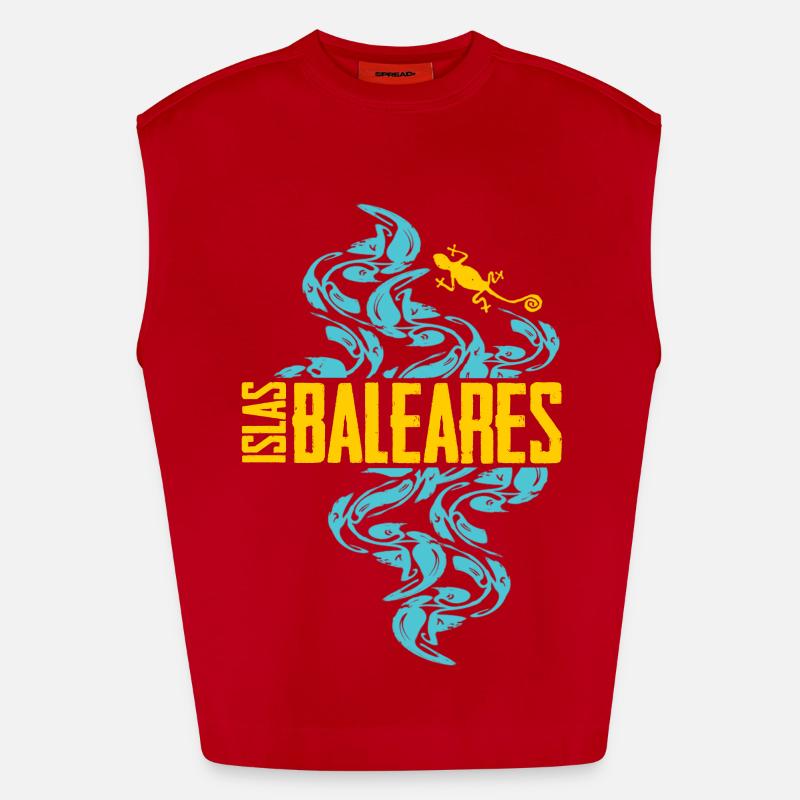 Balearic Islands Waves Pattern Heavyweight Oversized Organic Tank Top Made in EU