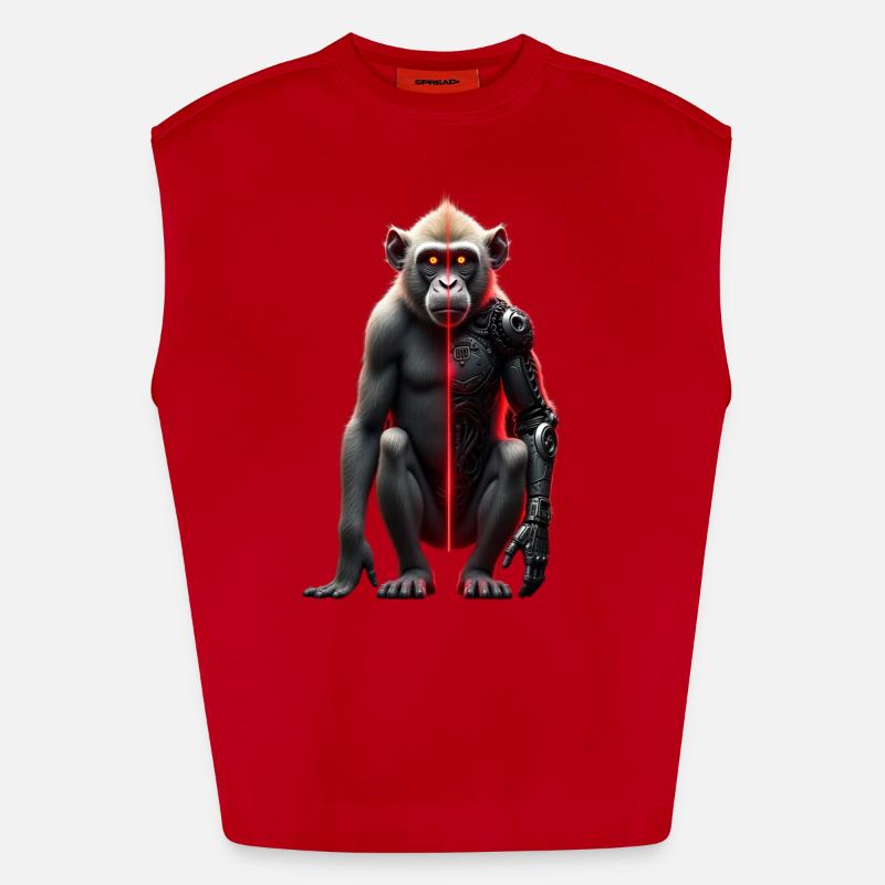 Lustiger Roboter Kunst Affe Cyborg Tier AI Monkey Heavyweight Oversized Organic Tank Top Made in EU