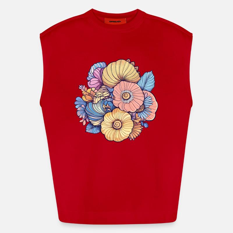 Composition florale colorée Débardeur bio épais oversize fabriqué en UE