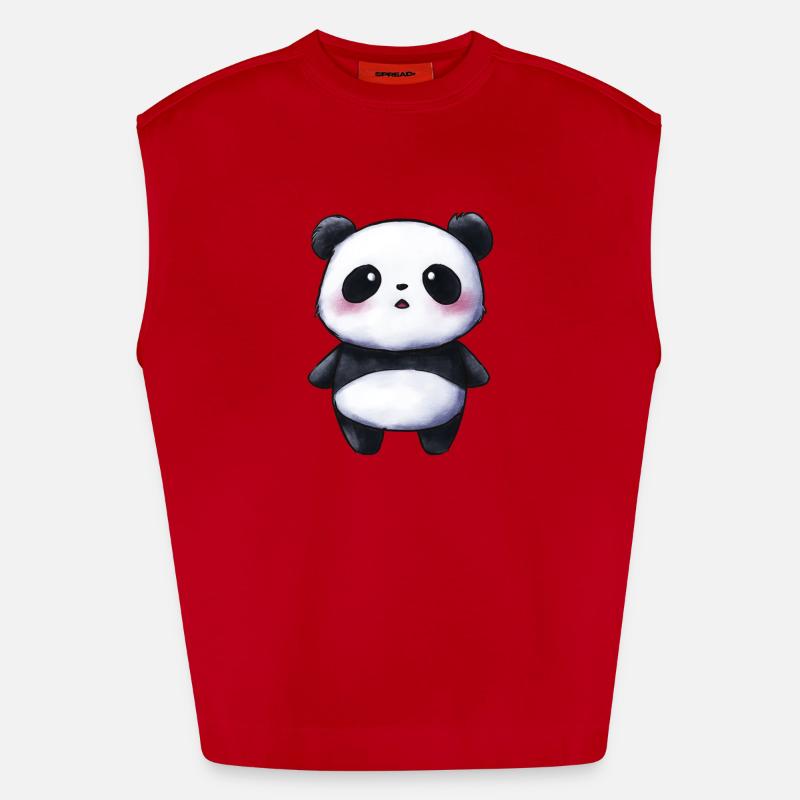 bébé panda mignon, style chibi Débardeur bio épais oversize fabriqué en UE