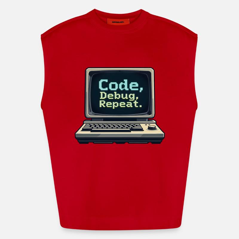 Code Debug Repeat - Software Engineer - Heavyweight Oversized Organic Tank Top Made in EU - red